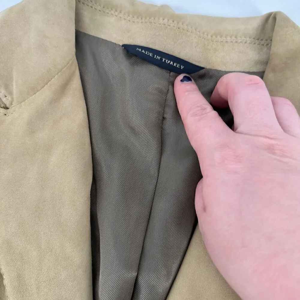 Banana Republic Men's Lamb Suede Suit Jacket Business Casual Classic Tan Size L